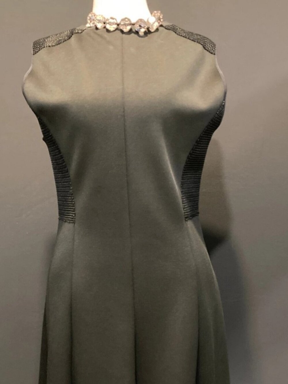 New T Tahari Black Mesh Panelled Dress Size 12